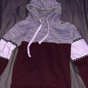grey maroon hoodie